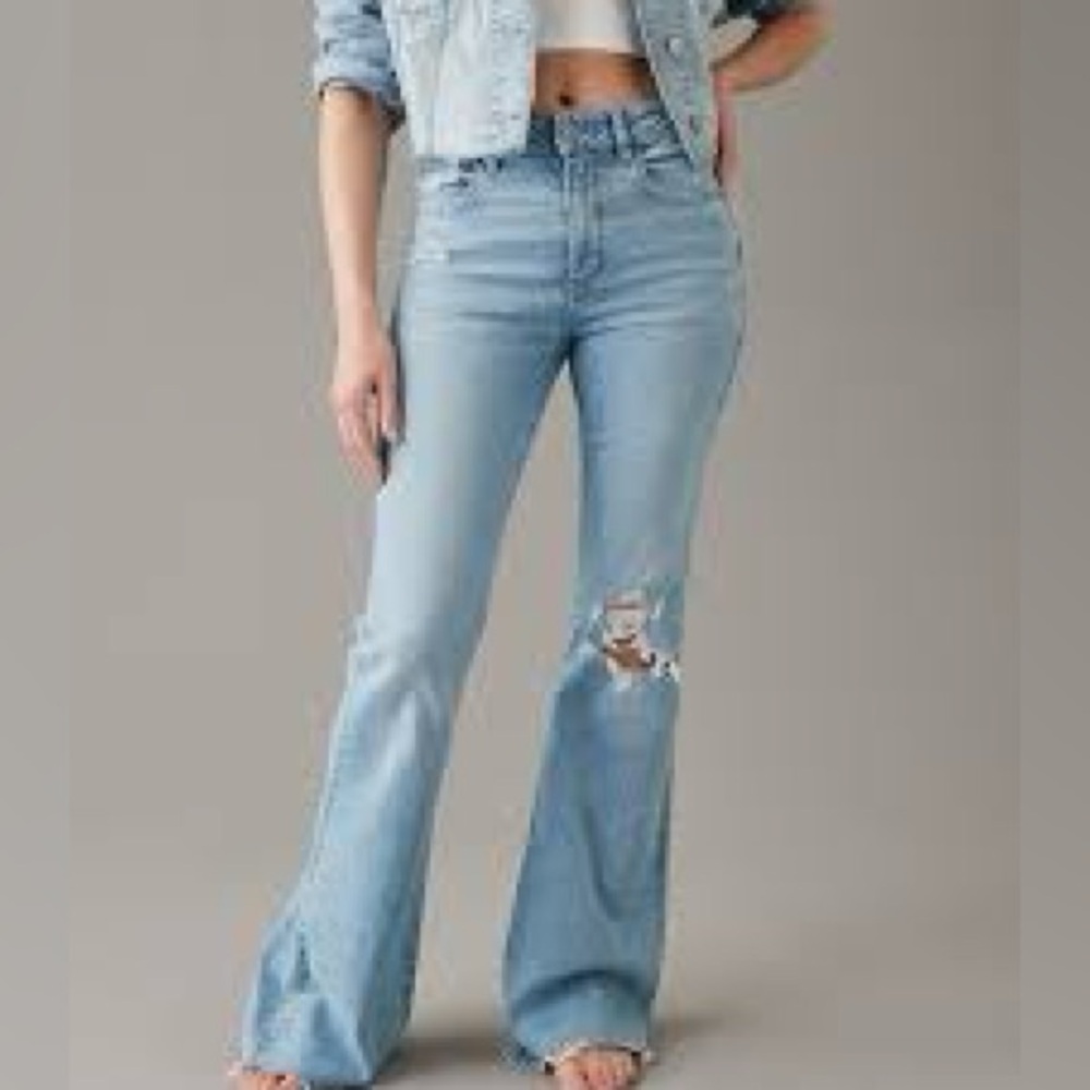 American Eagle high rise flare distressed jeans size 10L